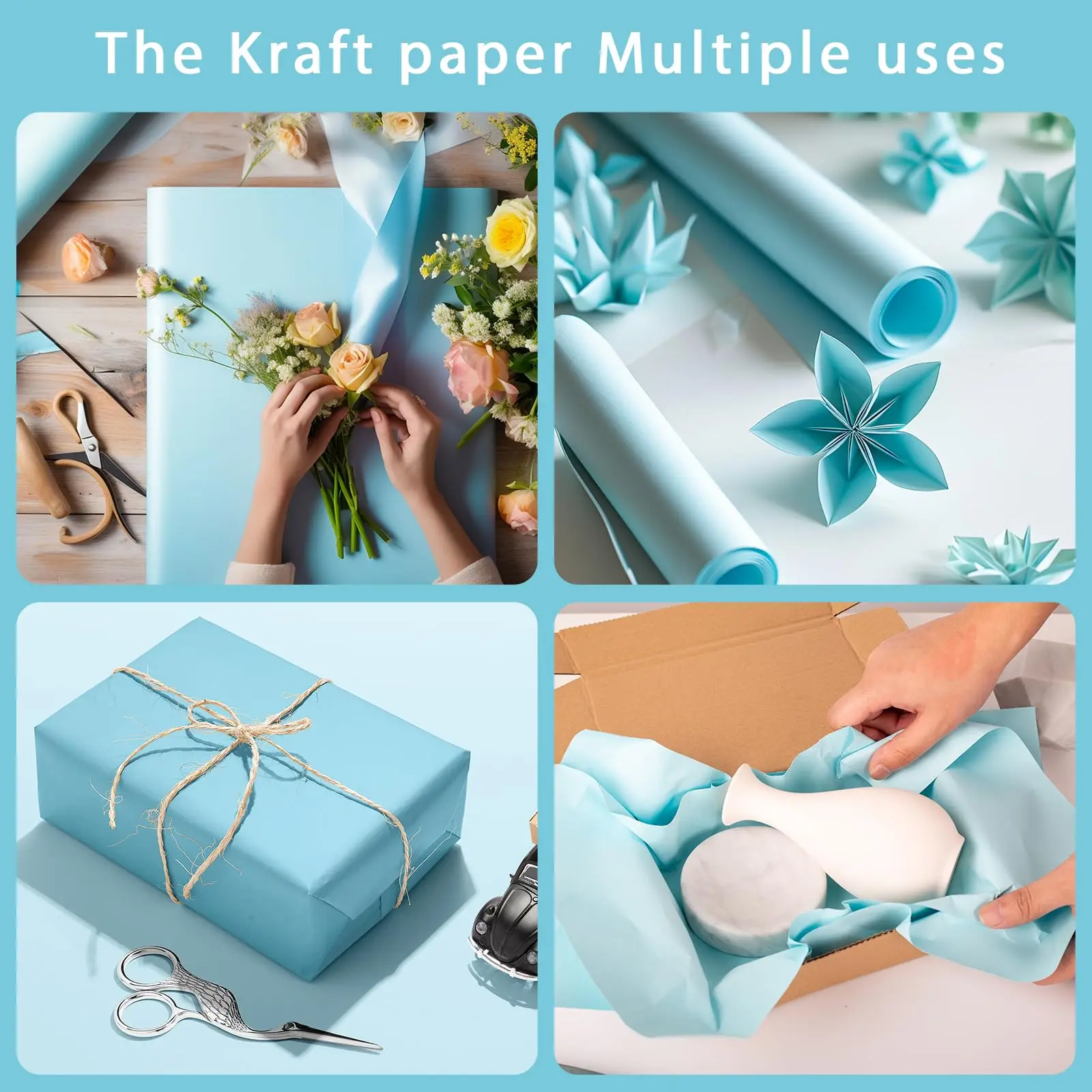 Kraft Paper Blue Ideal for Gift Wrapping, Moving, and Packing Perfect for Painting, Scrapbooking, and Origami Art Decoration