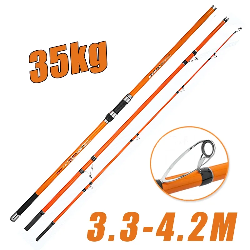 

3.3M 3.6M 3.9M 4.2M 80-350g Lure Surf Spinning Fishing Rod 3 Sections Hard SK Carbon Fiber Long Casting Far Shot Rod Surf Rods