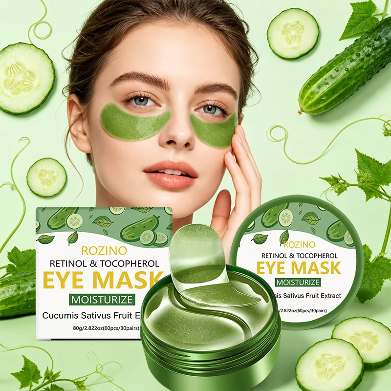 30 Pairs of Green Retinol and Tocopherol Cucumber Moisturizing Eye Masks, Eye Patches, Multi-Effect Nourishing Skin Care Ingredients, Soft Hydrogel Eye Patches, Powerful Moisturizing, Hydrating and Smoothing the Eye Area, Making the Skin Around the Eyes More Delicate and Firm, Giving the Skin Around the Eyes a Radiant Glow, Saying Goodbye to Dryness and Dullness, Eye Care, Eye Patches, Eye Masks - view 6