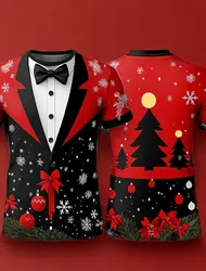 Christmas Tree Snowflake Fashion Men's 3D Print T shirt Tee Party Street Short Sleeve O-Neck Apparel Pullover Men's Clothing