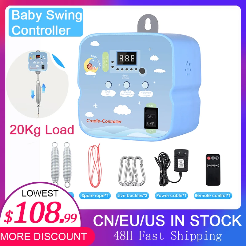 

Electric Baby Swing Rocker Controller With 2-piece Spring Remote Control Motor Cradle Electric With Adjustable Timer Up To 20kg