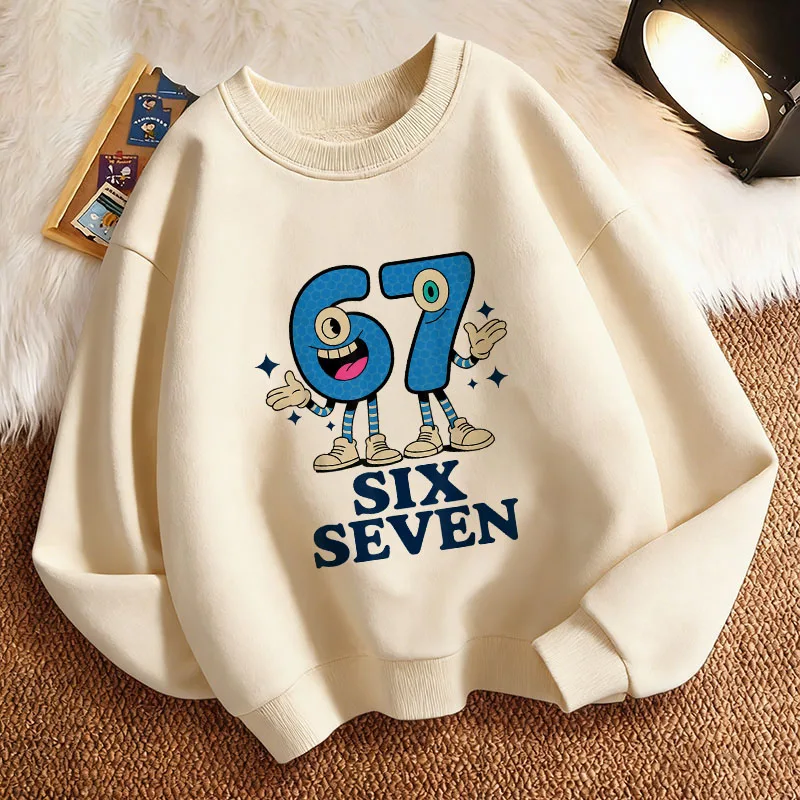 Frühlingskleidung Kinder-Sweatshirt Pullover Italian Brainrot 67 Six Seven O-Neck Grafikdruck Hoodie Junge/Mädchen Kinder-Kapuzenpullover