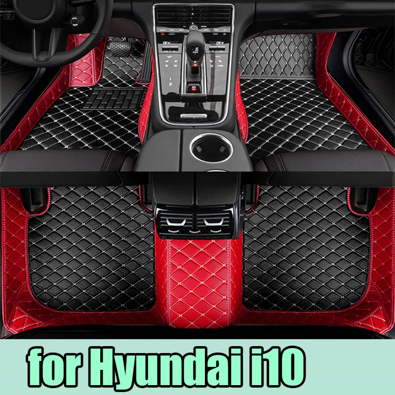 Car Floor Mats For Hyundai i10 BA Gran Metro Taxi Xcent IA 2014~2019 Leather Mat Car Mats Floor Rugs Durable Pad Car Accessories