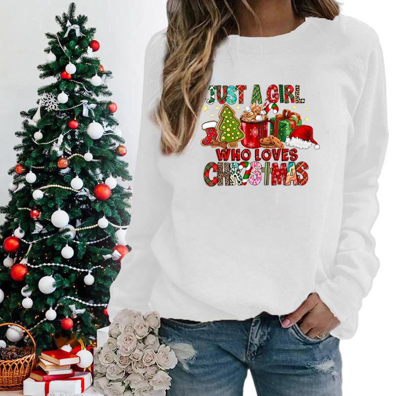 

Women's Christmas Sweatshirts, Just A Girl Who Loves Christmas, Christmas Gift Christmas Lover Pullovers Holiday Winter Tops