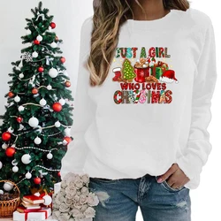 Women's Christmas Sweatshirts, Just A Girl Who Loves Christmas, Christmas Gift Christmas Lover Pullovers Holiday Winter Tops