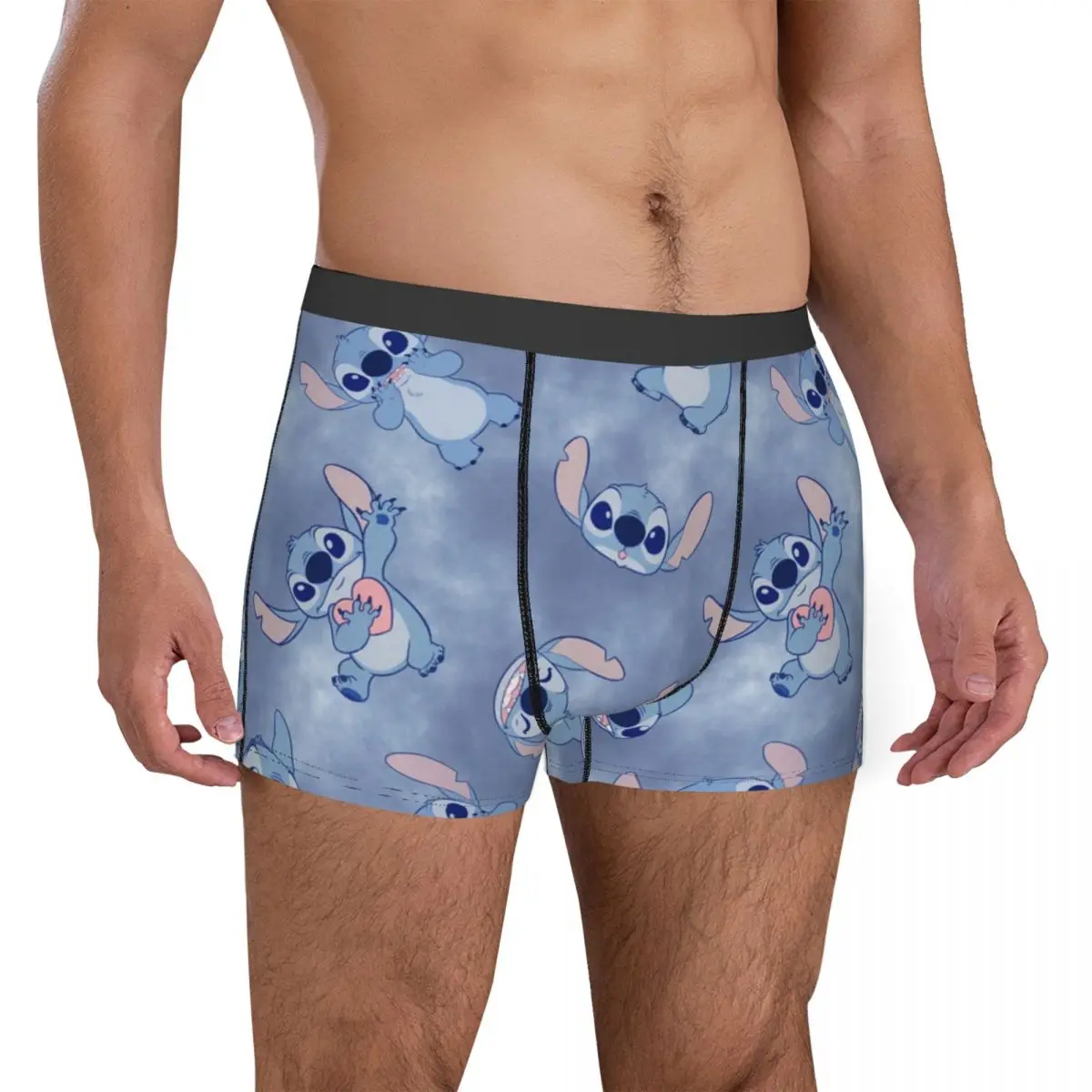 Sous-vêtements Stitch and Angel pour hommes, boxer humoristique, culotte respirante, caleçon masculin, grande taille