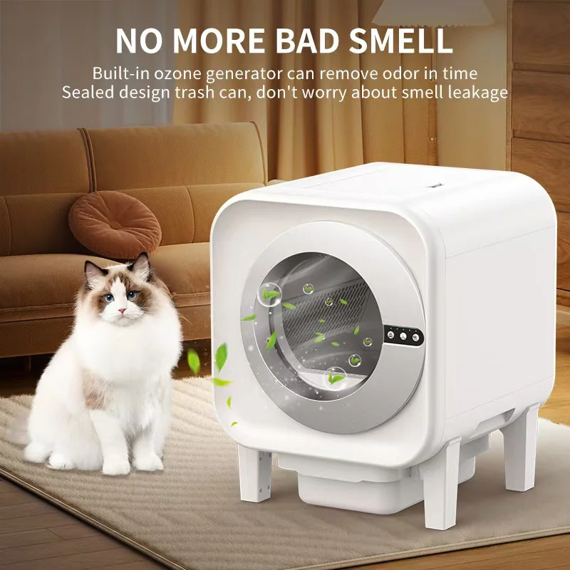 Smart Self-Cleaning Litter Box ABS+PP Automatic Cat Toilet Easy Clean Tuya App Control 75L Capacity OEM/ODM Multi-Cat Household