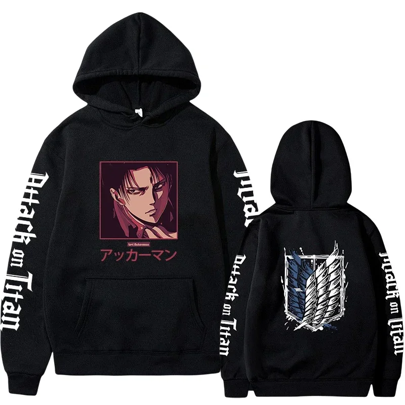 Levi Funny Graphic Print Hooded Attack On Titan Anime Men Women Hoodies Plus Size Sweatshirt Harajuku Streetwweear Pullover