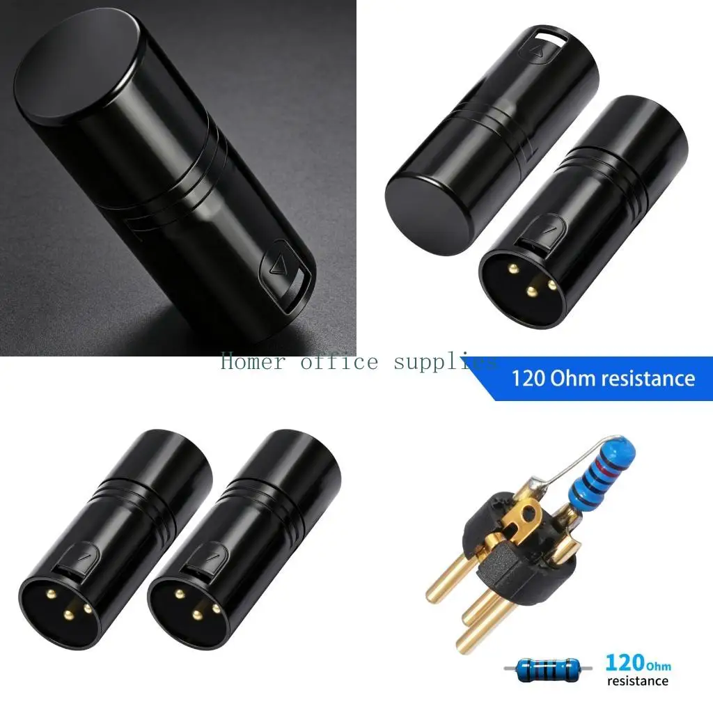 K43B 2Pcs Professional 3 Pin Terminators Set 120Ω 120 Ohm Resistors For Sound And Lighting Equipment