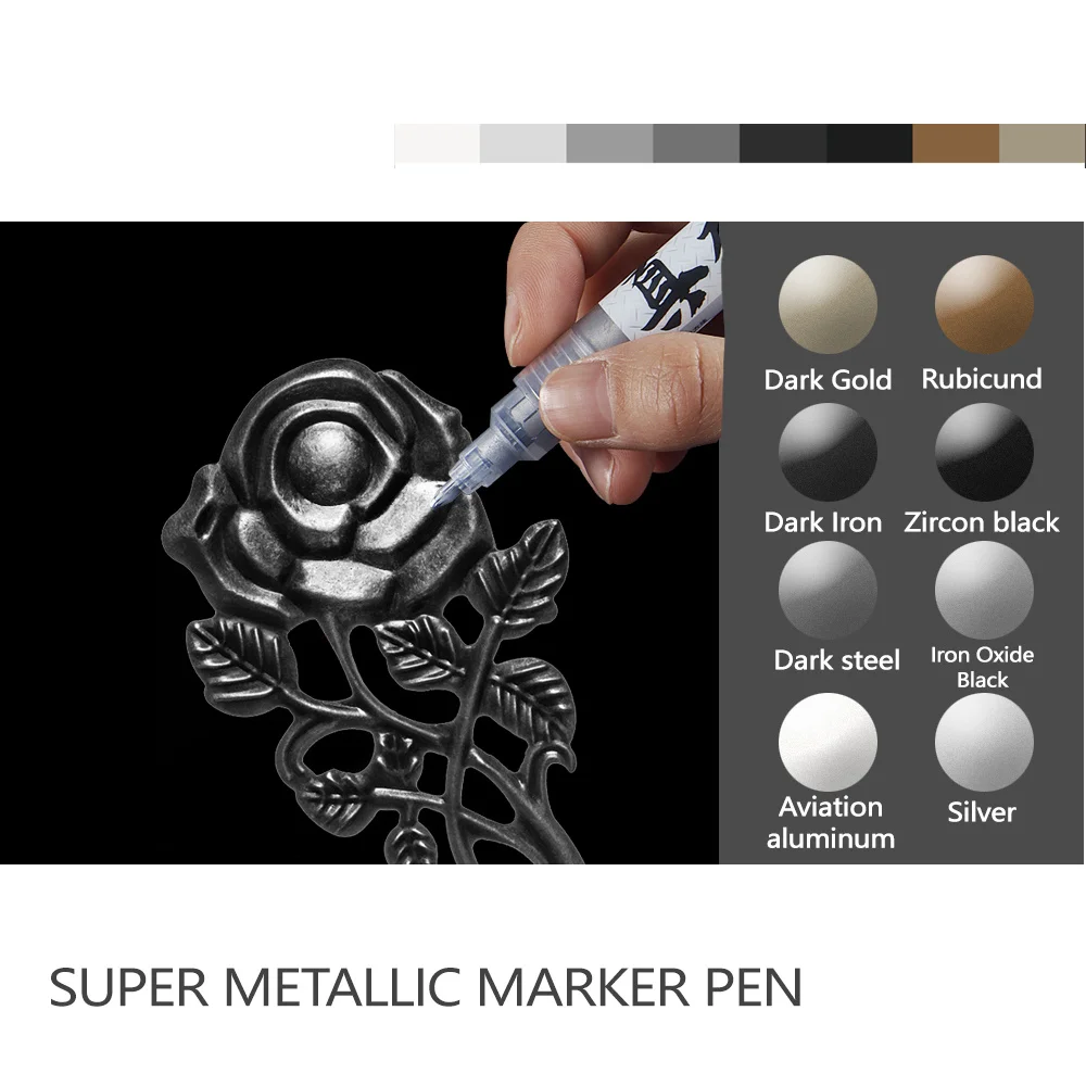 8 ألوان مجموعة قلم تحديد معدني 1 مللي متر لتقوم بها بنفسك قلم طلاء عاكس دائم الذهب والفضة ماركر اللمس ، نموذج اللوحة ، بمناسبة