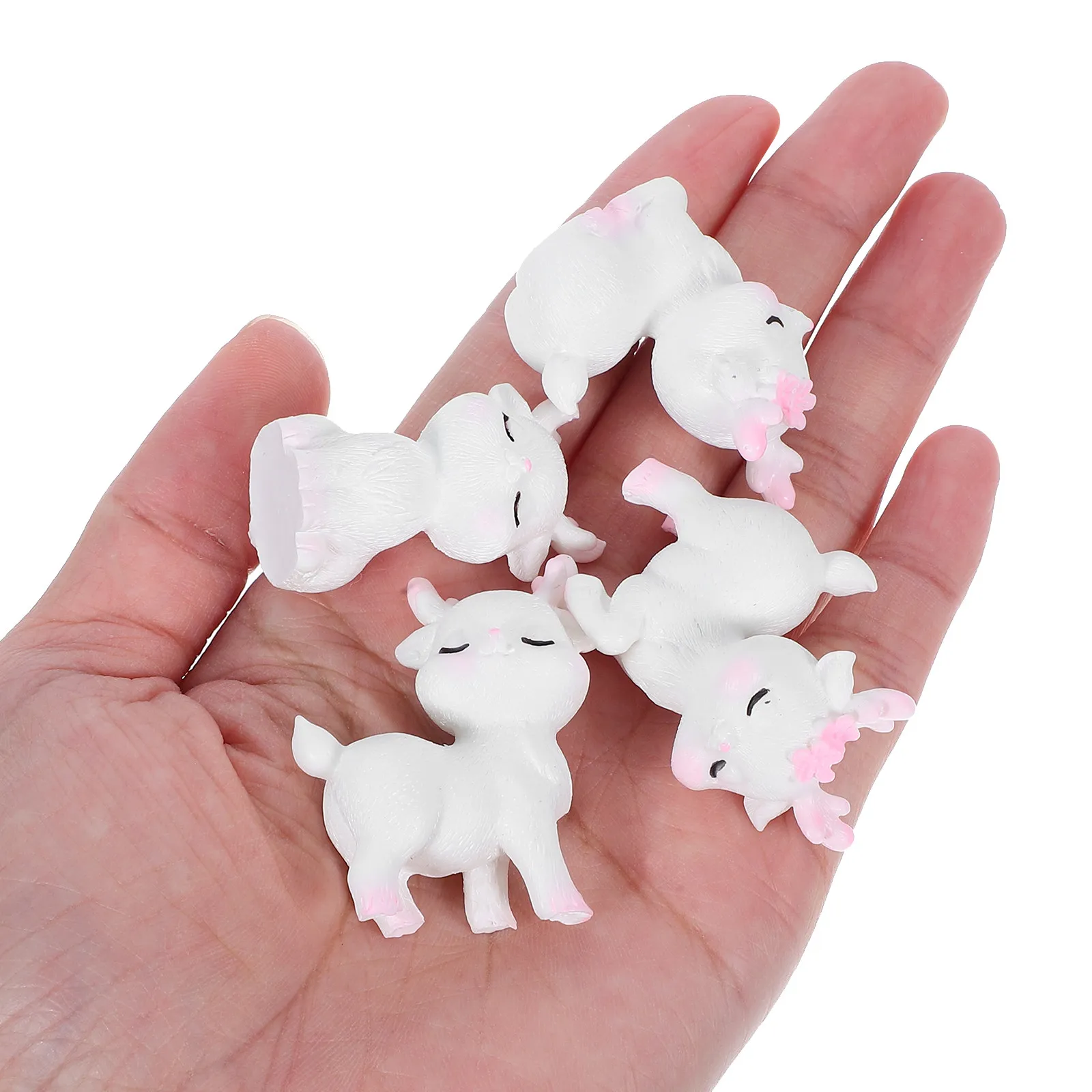 20Pcs Pink Deer Resin Miniatures Creative Mini Animal Decorations for Home Office Garden Miniatures Tiny Resin Ornaments