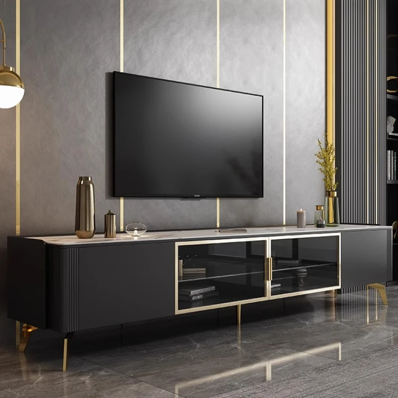 

Nordic Modern Standing TV Cabinet Living Room Apartments Light Luxury Rock Panel Paint Floor Dark Fireplace Wall Home Furniture