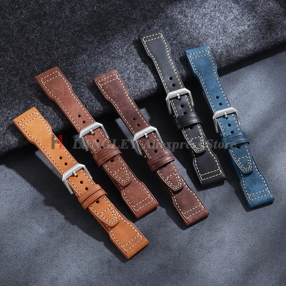 20mm 21mm 22mm Cowhide Watch Strap for IWC Pilot Portugieser Portofino Wristband Leather Bracelet Business Men Women Watch Bands