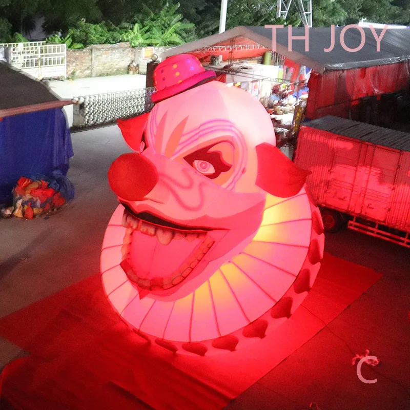 fast shipping,6m 20ft Halloween Clown Inflatable Decoration, color LED lighting inflatable clown head balloon