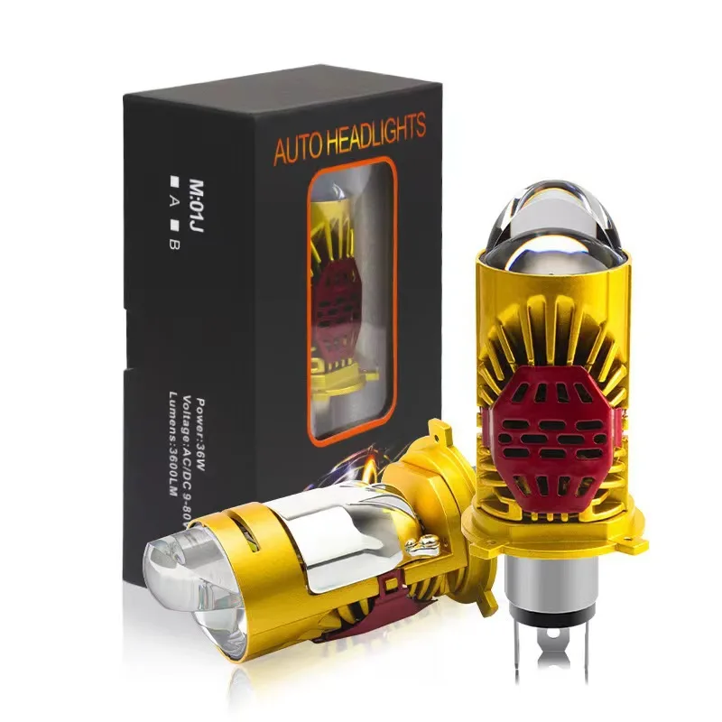 2pcs H4 LED Mini Projector Lens Headlight Bulb H4 LED Driving Lamp 300W Hi/Lo Beam Plug-and-Play Auto Motorcycle Headlight