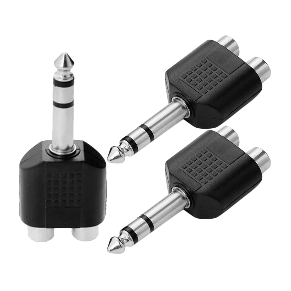 3 Pcs Plug Audio Adapter Trs to Rca Speaker Y Splitter Converter 635mm Plastic 1/4 Inch