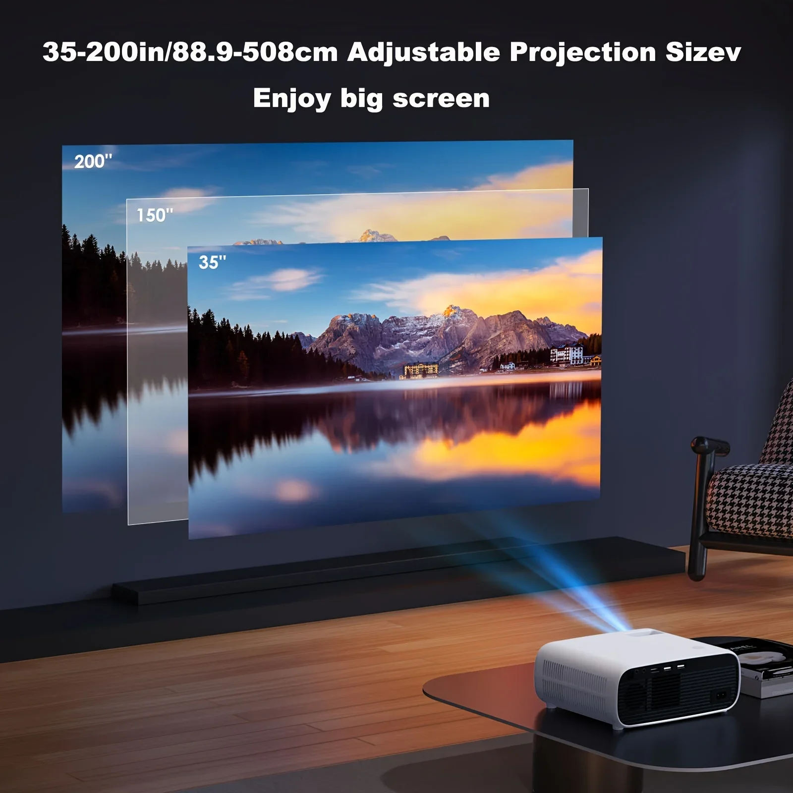 Ultimate Home Theater Projector-Native1080P,5GWIFI wireless connection,Compatible with HDTV, AV,Smartphones/Tablets/Laptops