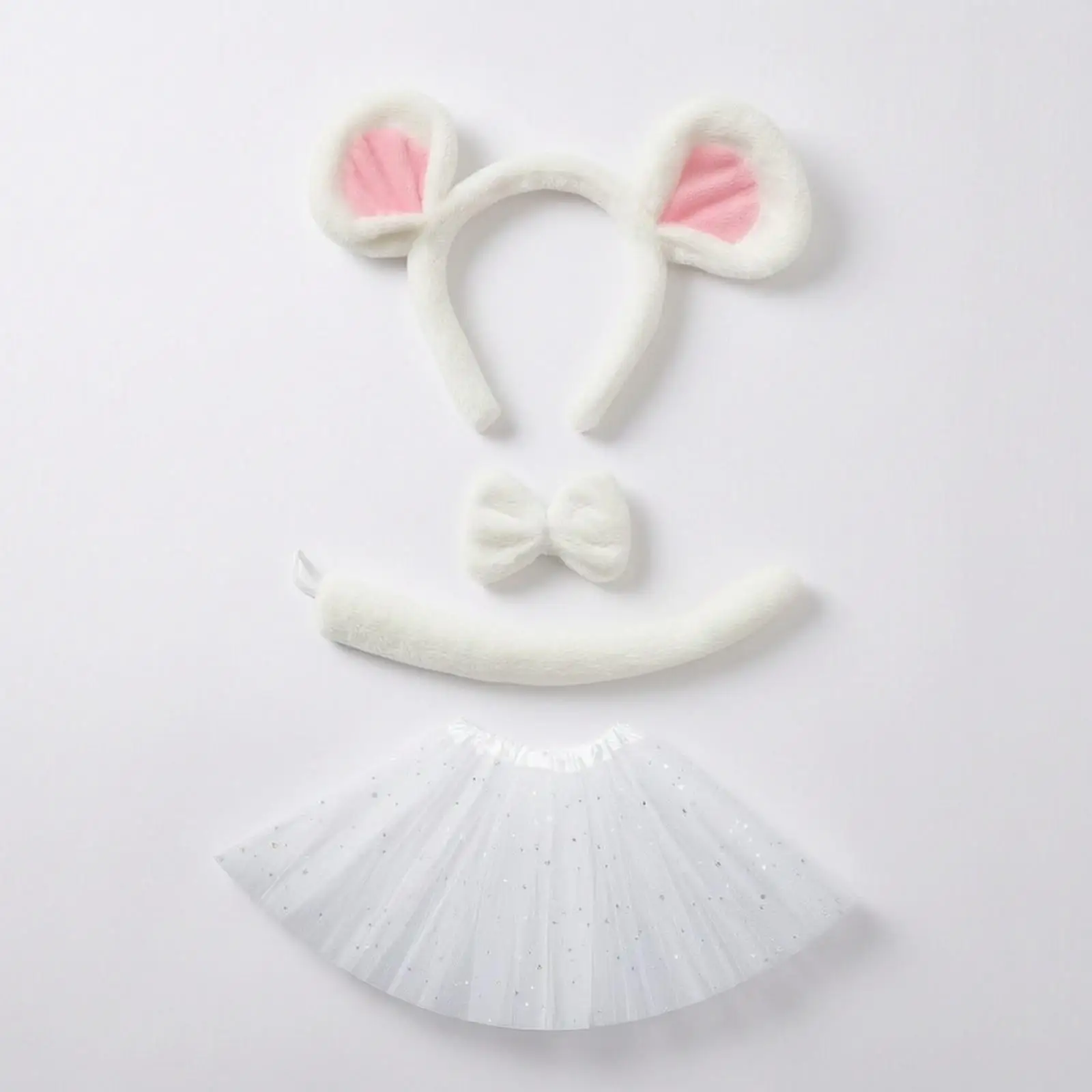 Soft Plush Animal Ear Headband Tutu Skirt Costume Set for Kids Girls Dance Stage Performance Fancy Party