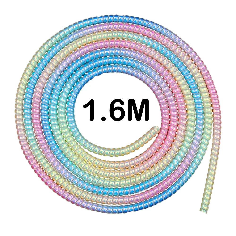 מגן כבל צבעוני אוניברסלי באורך 1.6 מטר, שומר חוט ספירלי לכבל נתונים ווינדר לאייפון, סמסונג, שיאומי והואווי