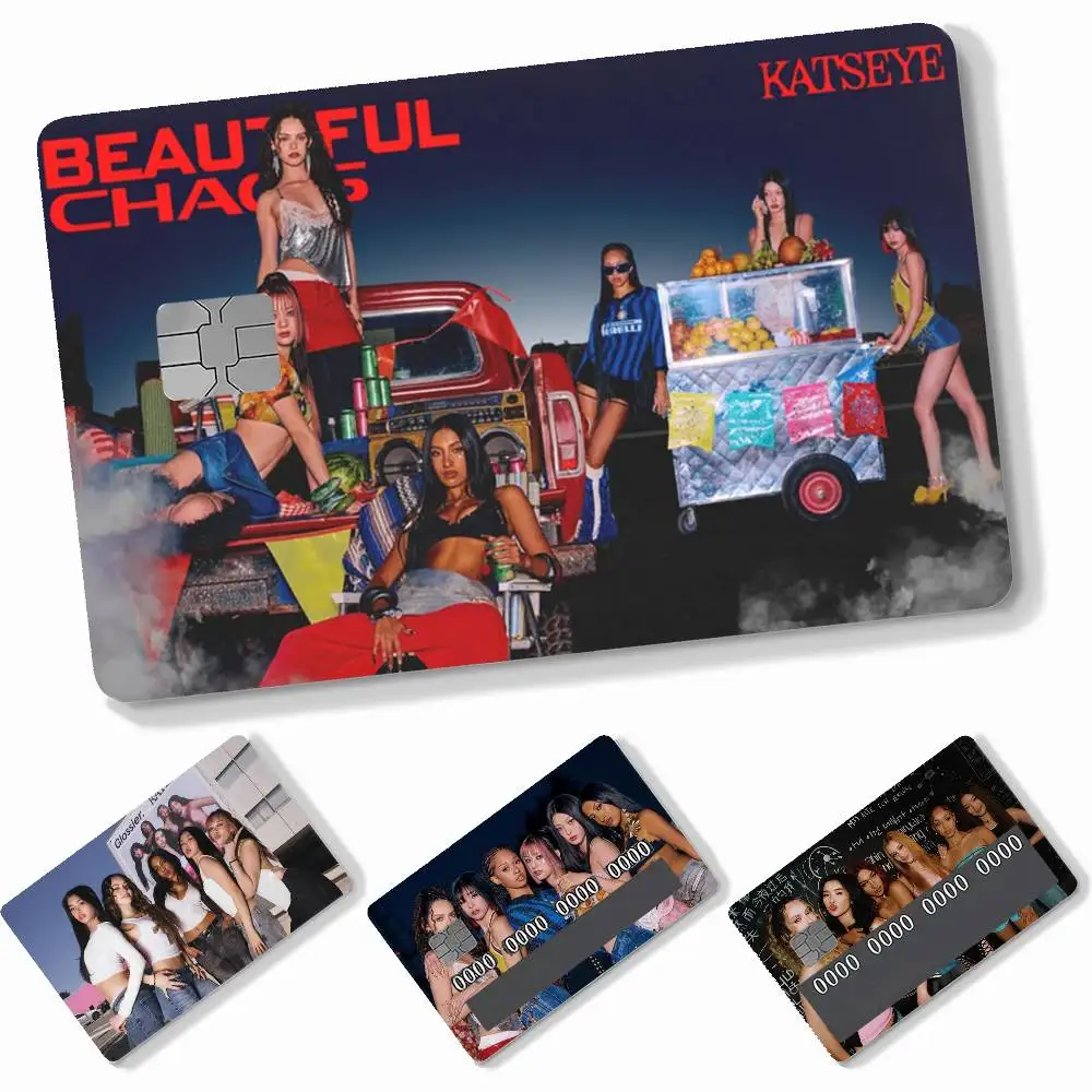 Korea kpop band K-Katseye 4pcs Credit Card Skin Stickers Suitable for Bank Debit Subway Bus Transit Pass Decorative Cover