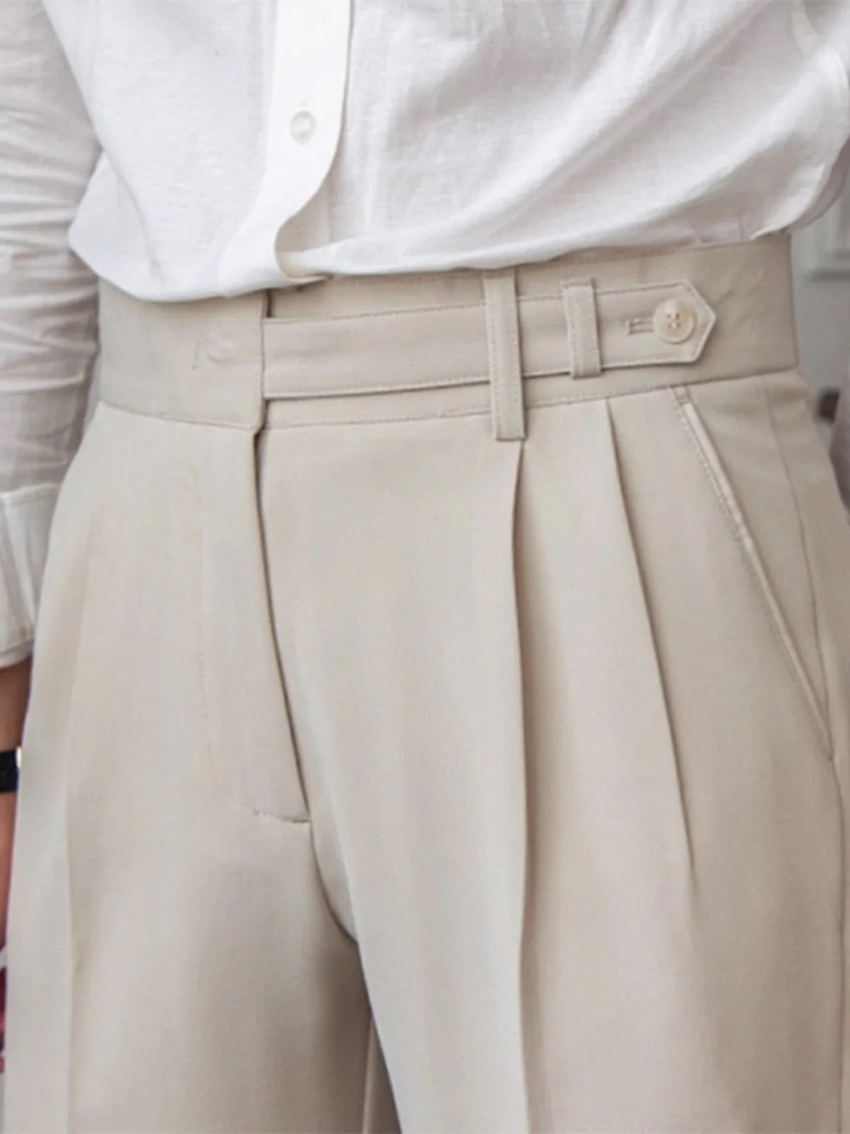 

Men's Korean Style Casual Pants, Napoli Vintage Design Wrinkle-Resistant Commuter Trousers, Elastic Waist Straight Slim Fit