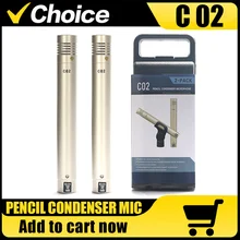 C02 um par de microfone condensador de lápis, suspensão de diafragma pequeno com clipe, gravação de piano, instrumento de gravação, tipo lápis