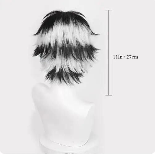 Wigs Synthetic Straight Short Black White Mixed Anime Cosplay Hair Wig for Party