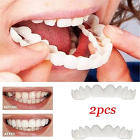 2PCS Upper/Lower Denture Removable Temporary Fit Fake Dental Veneers all-ceramicTeeth Covers for  Smile Repair And Enhancement