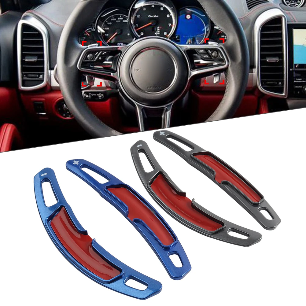 1 Pair Car Steering Wheel Shifter Paddle Extension For Porsche Panamera Macan Cayenne Carrera 991 ABS Plastic Blue/Grey