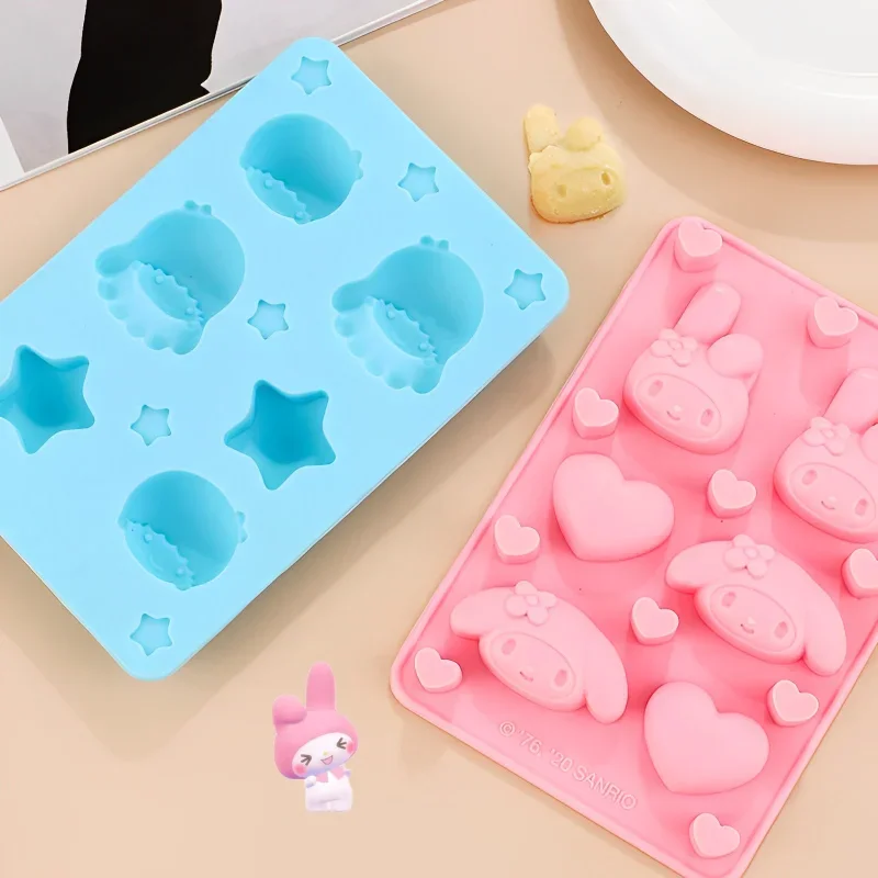 

New Anime Kawaii Sanrio Kuromi DIY Ice Tray Girl Summer Cartoon My Melody Little TwinStars Homemade Ice Cream Silica Gel Mold