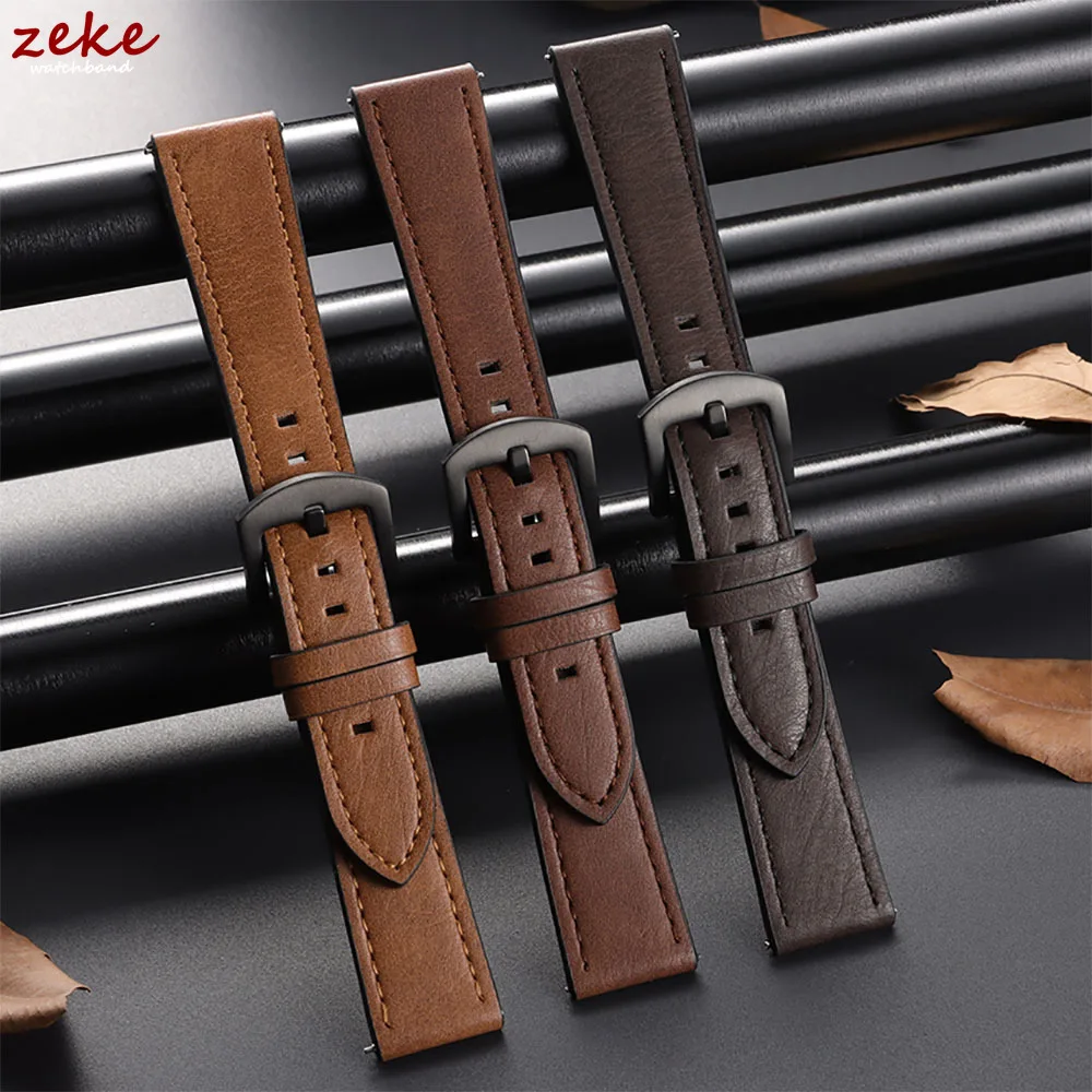 20/22mm Leather Strap Watchband for Amazfit Balance Smart Wristband Quick Release Bracelet for Omega for Seiko Watch Accessories