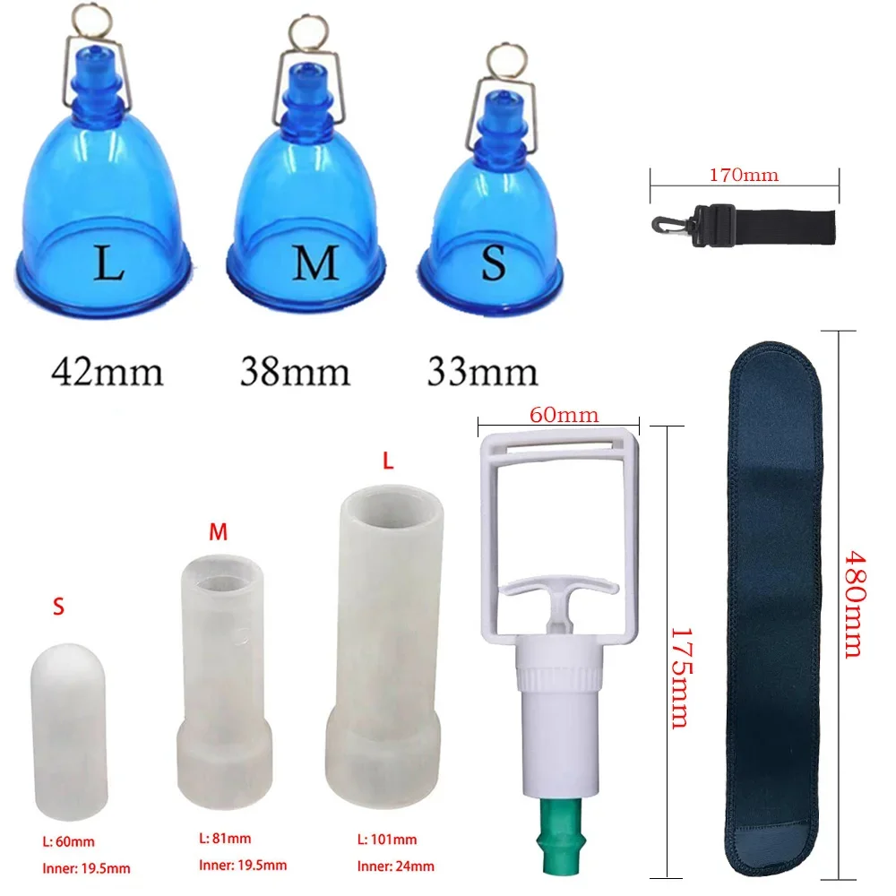 Male Penis Extender Vacuum Cup Set Glans Extension Silicone Sleeve Stretcher Pump Hanger Enlargement Adult Product For Men Tools