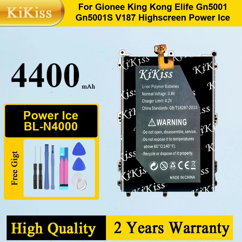 

4400Mah Kikiss Battery Power Ice/BL-N4000 For Highscreen Ice Gionee King Kong ELIFE GN5001 GN5001S V187