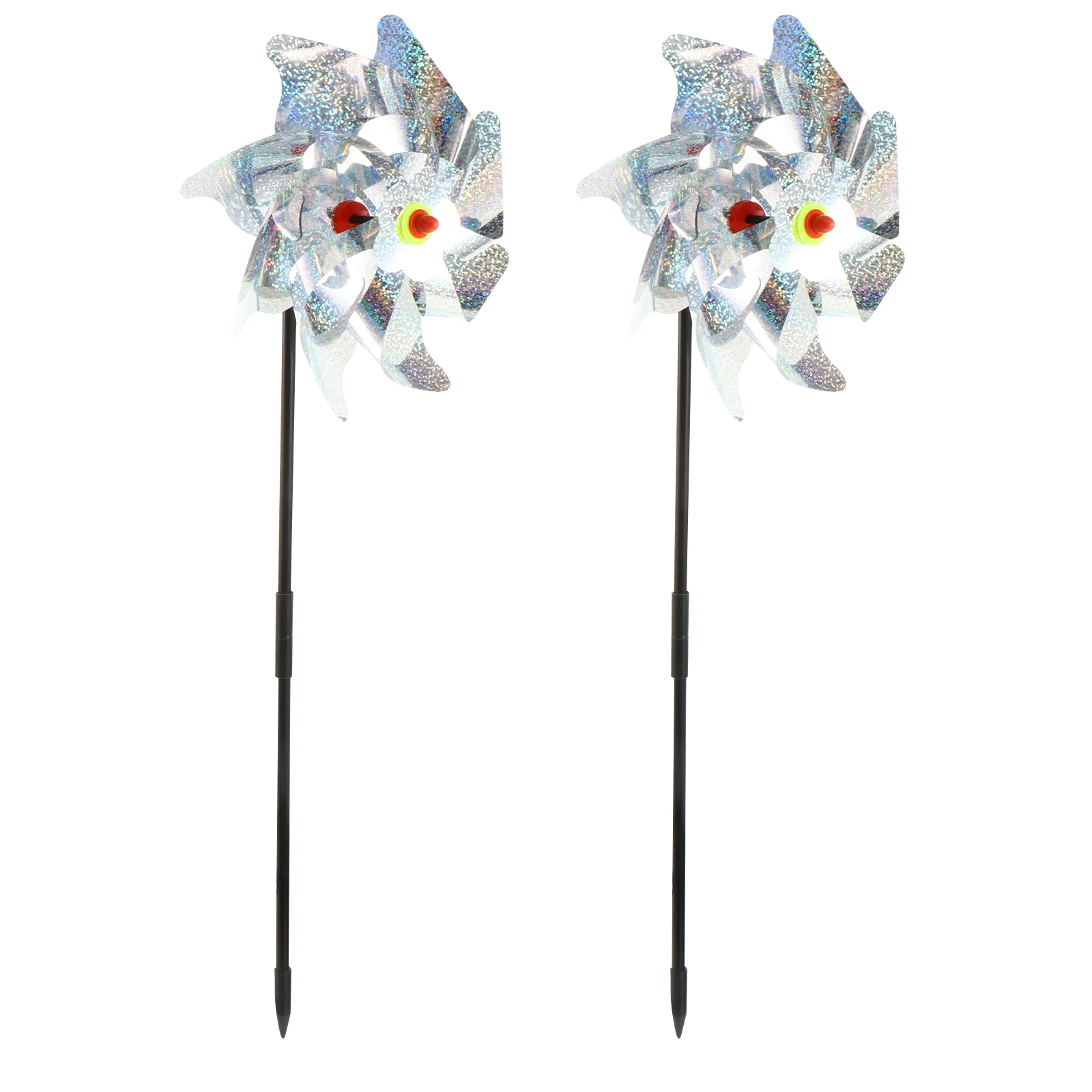 2-teiliges silbernes Pailletten-Windrad, Vogelgerät, Paillettenspielzeug-Set, reflektierender Kunststoff, Windtier-Verfassungswerkzeug, Windräder, Kind und Kinder