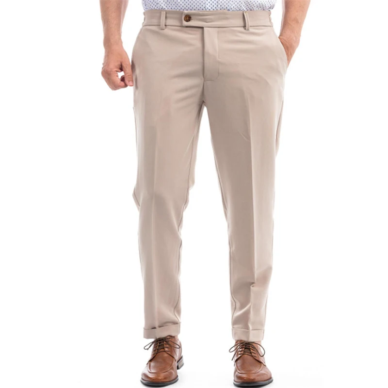 Pantalon droit décontracté à lacets pour homme, vêtement de travail, de bureau, de couleur unie, à la mode, avec ceinture, collection automne