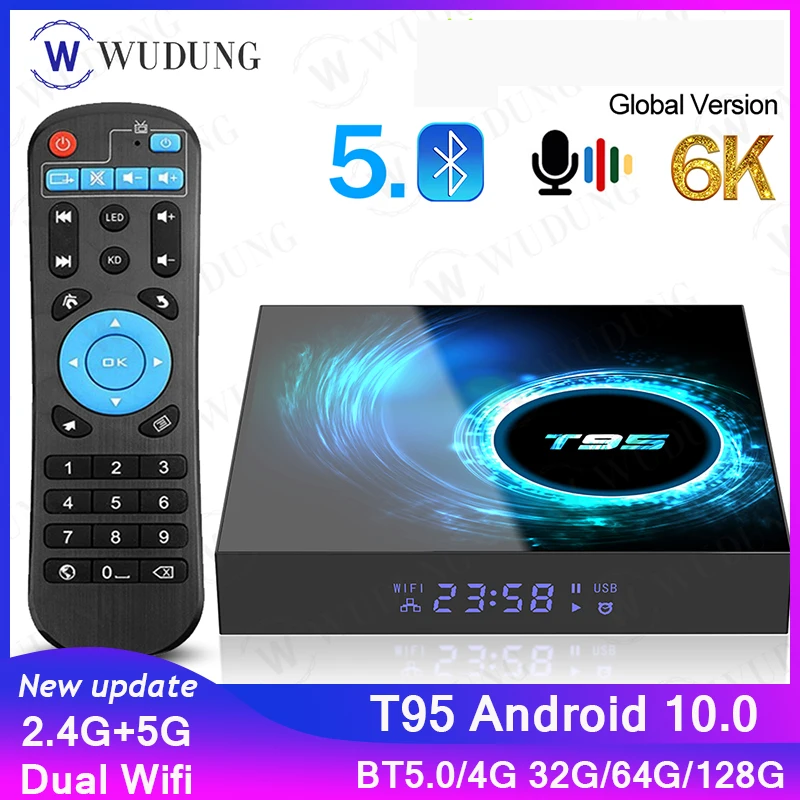 New T95 Android 10.0 Smart TV Box Allwinner H616 Quad Core BT5.0 2.4G&5G Dual wifi 4GB 32GB 6K 1080P Set Top Box