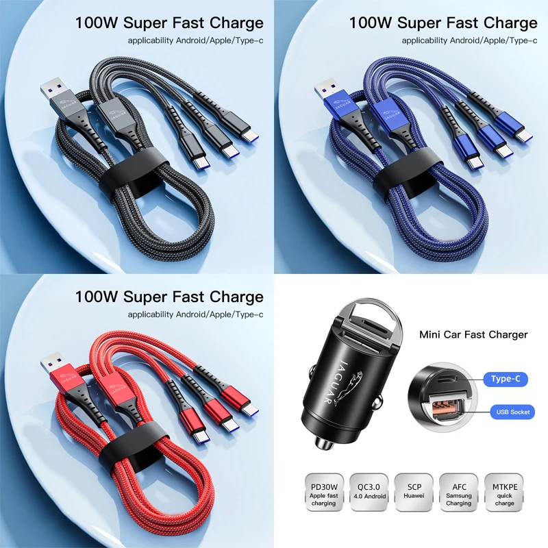 شاحن السيارة الداخلي 3 في 1 كابل شحن اكسسوارات السيارات لجاكوار X S F XF XE XJ XK XEL XFL XJL XJ6 XJS XKR XFR F-Type