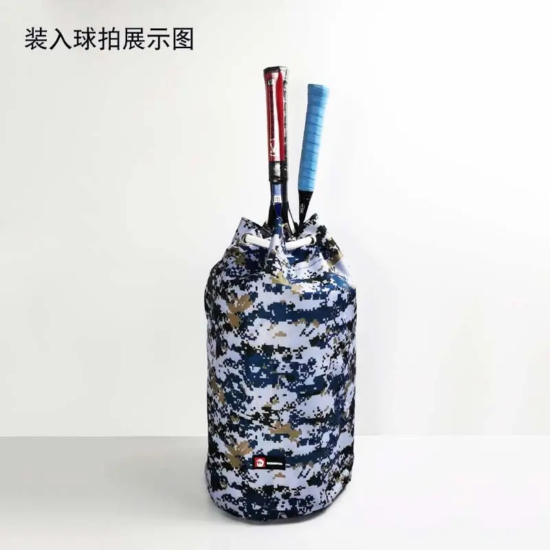 Canvas Double Shoulder Drawstring Bucket Multifunctional Badminton Bag Tennis Basketball Bag