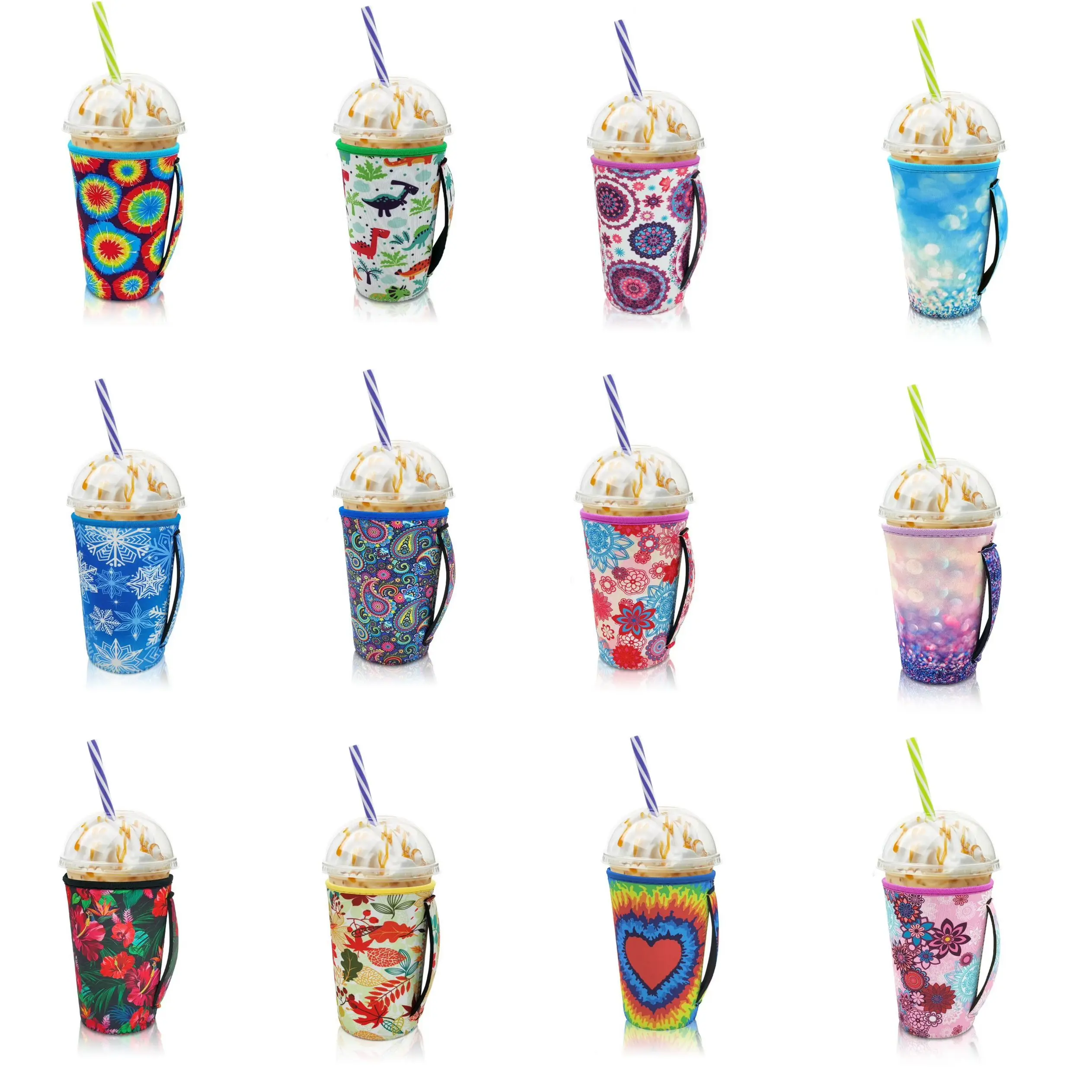 Eis kaffee hülle Neopren becher hüllen mit Griff für Getränke Eis getränke Kaffee, passt 30-32oz große Tassen