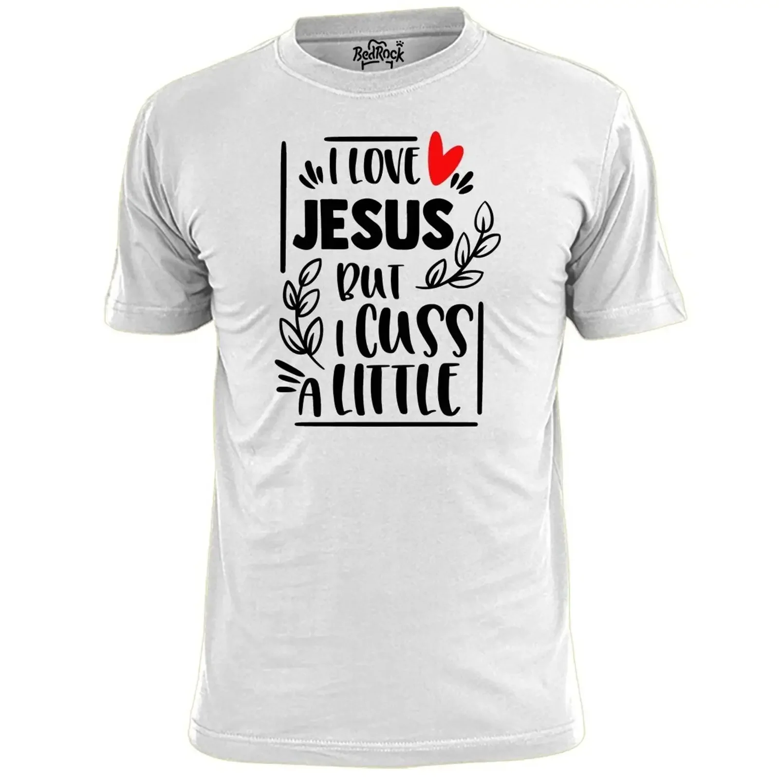 Camiseta para hombre con estampado 'I Love Jesus But Cuss A Little' de Bibel Schrift Religion, estilo vintage, lavada, cómoda, informal, elástica y transpirable