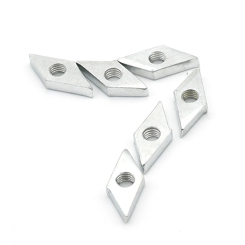 20 pcs/ lot Parallelogram Nut M4 M5 M6 M8 Diamond Galvanized Zinc Plated Carbon Steel Block Compatible Nut for Aluminum Profile