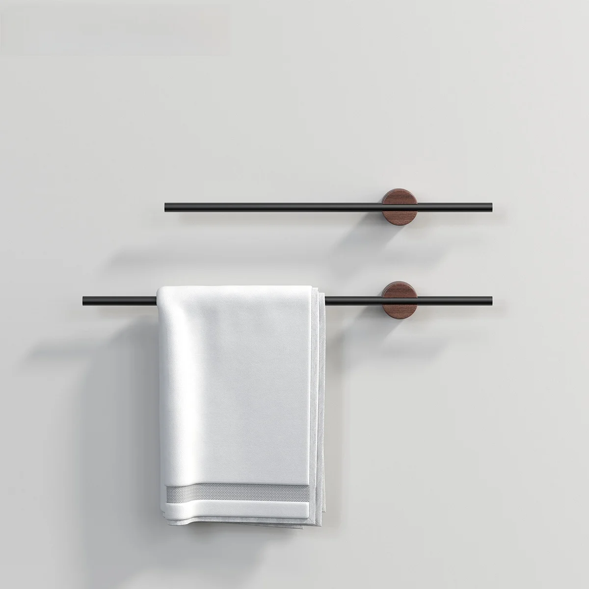 Morotel Walnut Towel Rack Single Rod Bathroom Hand Towel Hanging Rod Storage Rack No Drilling Installation Home Cleaning Tool