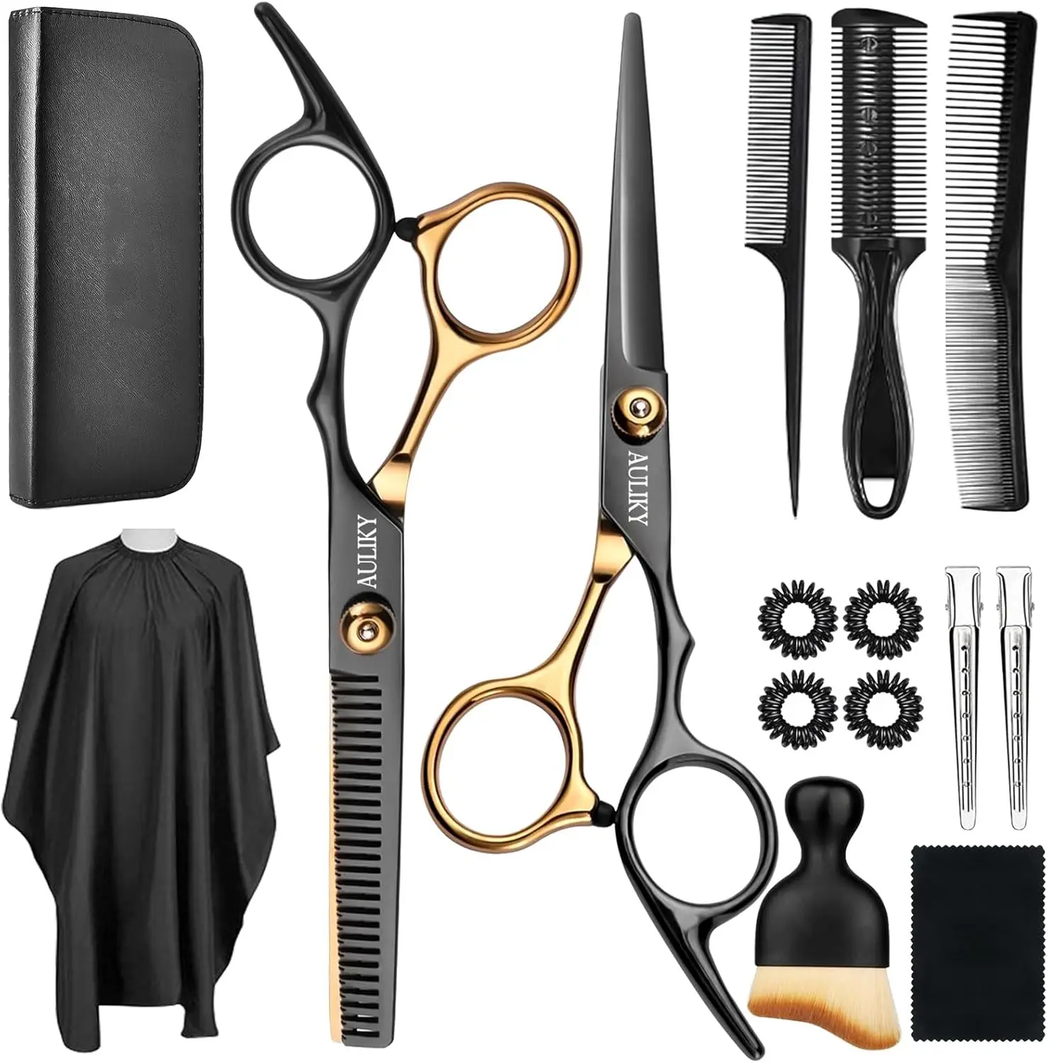 

Professional Hairdressing Scissors Set, 15 Pcs Stainless Steel for Salon and Home Use