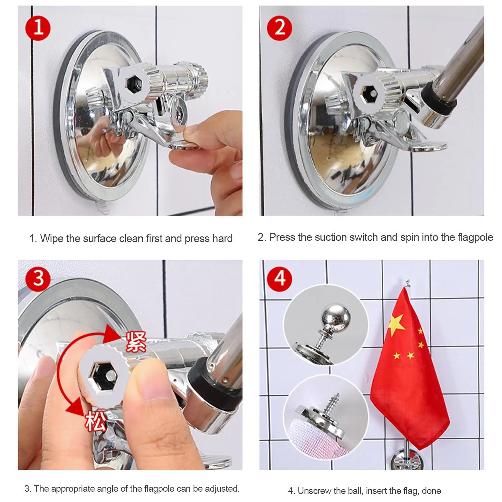 Universal Suction Cup Flag Pole Holder For Car, 50x8.5x8.5cm Flag Mount For SUV Truck, 260LBS Strong Parade Flag Bracket - view 5