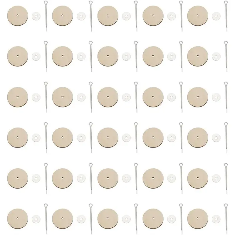 

【EFFICIENT 】Accessories For Plush Bear DIY Making-30 Set 29.5Mm Joint Pin Joints And Fiberboard Disks Wooden Join