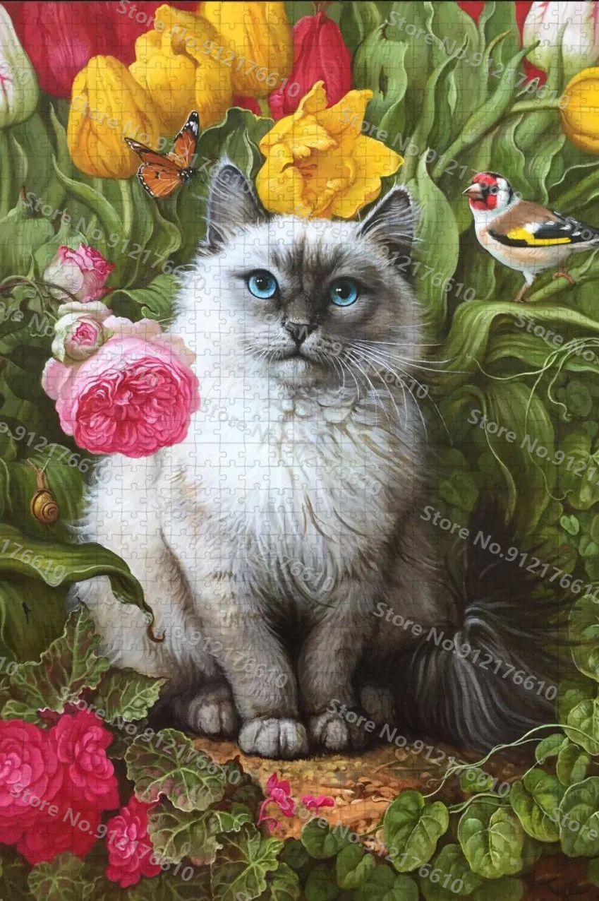 Cat Animals Cute Pet Jigsaw Puzzles 300/500/1000 Pieces Retro Artwork Print Ragdoll Diy Puzzle Decompress Educational Toys Gifts