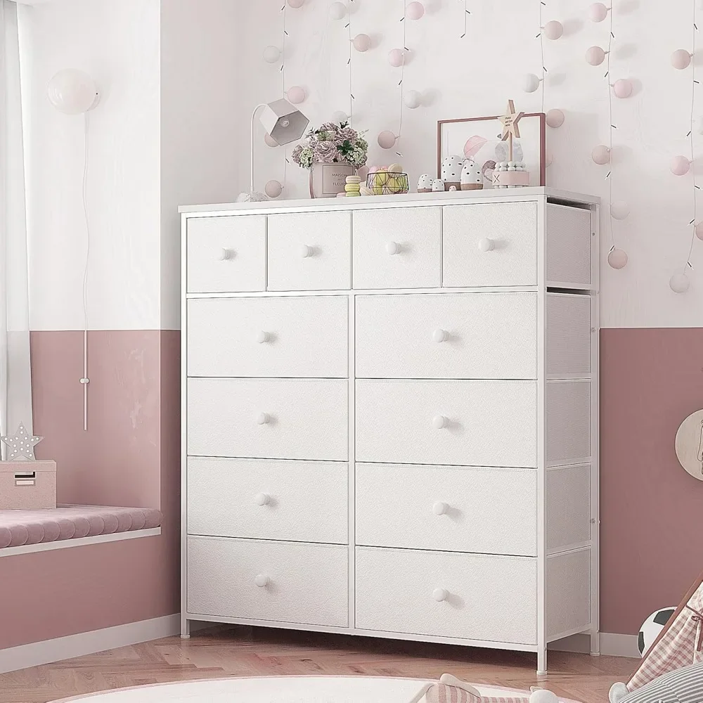 Dresser, 12 Drawers Tall Dressers for Bedroom, Fabric Dressers and Chest of Drawers for Bedroom Closet Nursery, Dressers