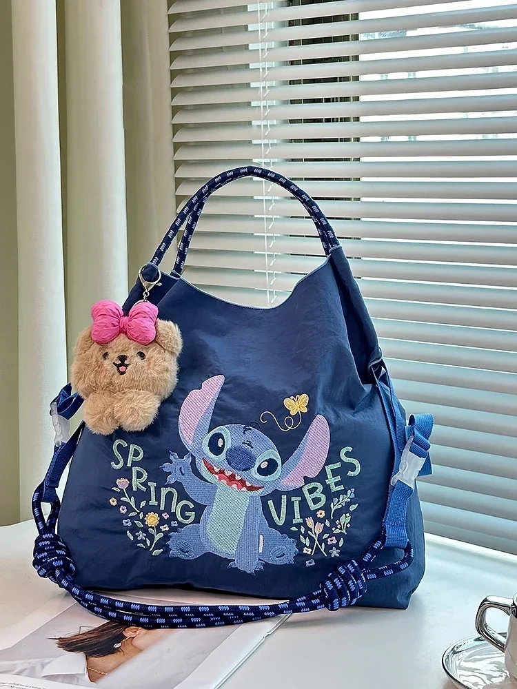 

Экологически чистая сумка Kawaii Stitch вышитая, Холщовая Сумка для покупок через плечо из японского аниме, милый женский подарок на день рождения Y2K