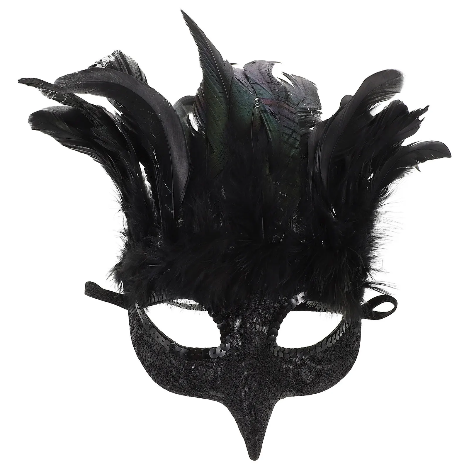 

Black Feathered Masquerade Mask Half Face Lightweight Decorative Cover for Halloween Carnival Cosplay Party Women Men Costume