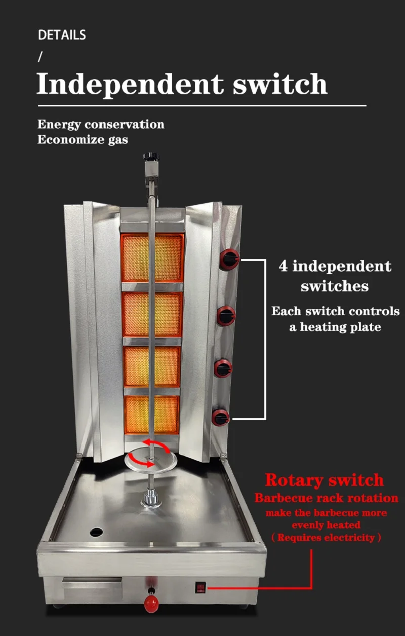 OEM Customize 2023 New Design Stainless Steel High Quality Commercial  BBQ Grill 4 Burners Tabletop Turkey Kebab Equipment